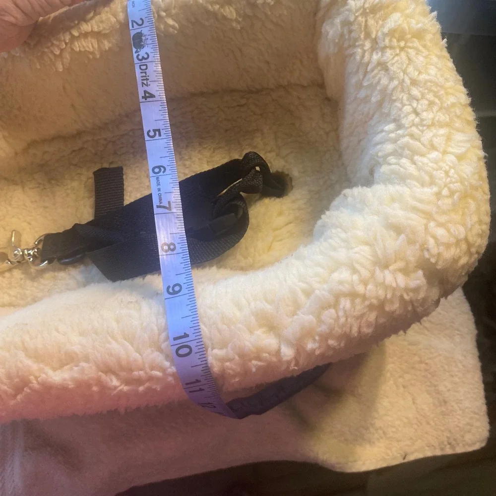 Small Breed Dog Car Seat Booster Tan Quilted Faux Shearling with Safety Straps